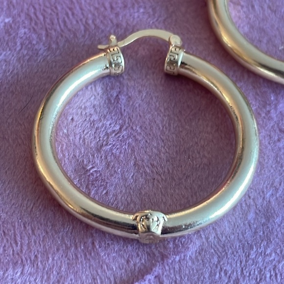 VERSACE Gold tone hoops with logo - Picture 3 of 5